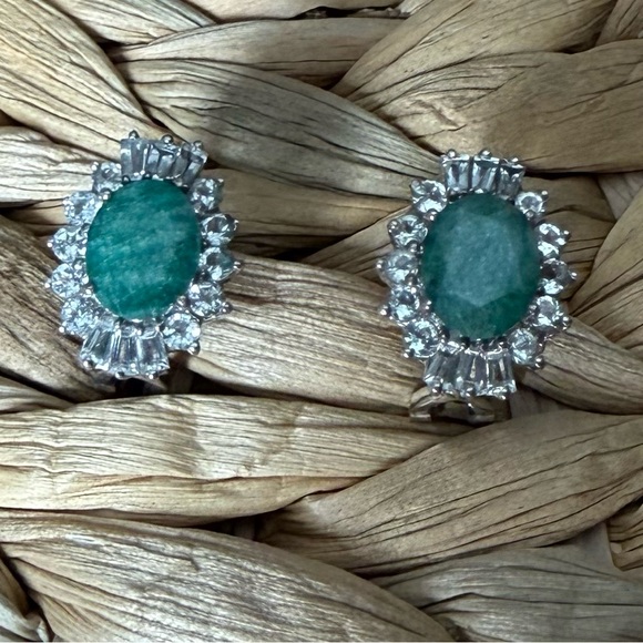 Ross-Simons Jewelry - Ross-Simons Emerald and White Topaz Silver Earrings